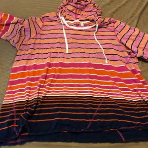 Pink and orange striped hoodie